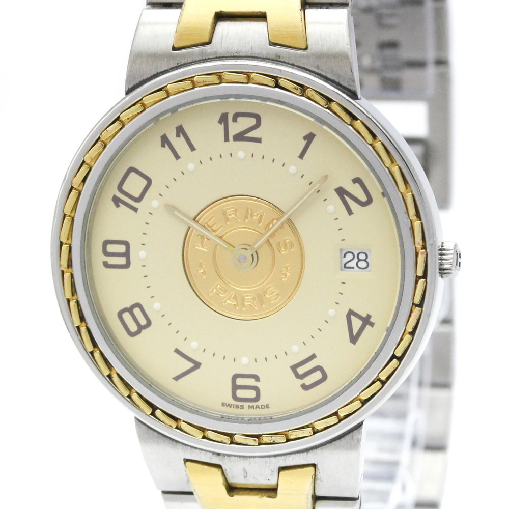 HERMES Sellier Gold Plated Steel Quartz Ladies Watch Polished